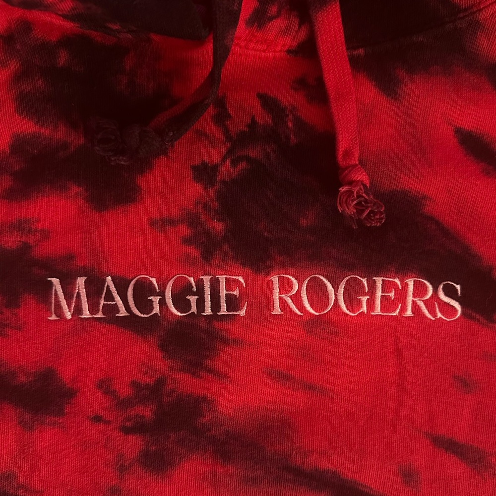 Red and Black Tie-Dye Maggie Rogers hoodie